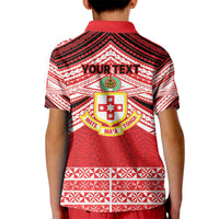 Personalised Kolisi Tonga College Atele Kid Polo Shirt Polynesian Ngatu Tribal