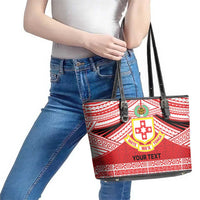 Personalised Kolisi Tonga College Atele Leather Tote Bag Polynesian Ngatu Tribal