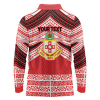 Personalised Kolisi Tonga College Atele Long Sleeve Polo Shirt Polynesian Ngatu Tribal