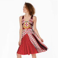 Personalised Kolisi Tonga College Atele Midi Dress Polynesian Ngatu Tribal - Polynesian Pride