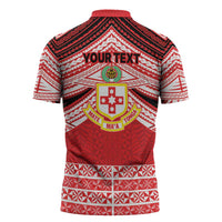 Personalised Kolisi Tonga College Atele Zipper Polo Shirt Polynesian Ngatu Tribal - Polynesian Pride