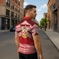 Personalised Kolisi Tonga College Atele Zipper Polo Shirt Polynesian Ngatu Tribal - Polynesian Pride