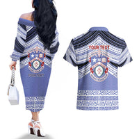 Personalised Tonga Apifoou College Couples Matching Off The Shoulder Long Sleeve Dress and Hawaiian Shirt Polynesian Ngatu Tribal LT9 - Polynesian Pride