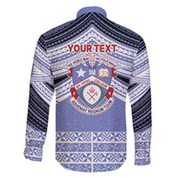 Personalised Tonga Apifoou College Family Matching Off The Shoulder Long Sleeve Dress and Hawaiian Shirt Polynesian Ngatu Tribal LT9 - Polynesian Pride