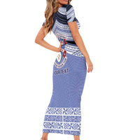 Personalised Tonga Apifoou College Family Matching Short Sleeve Bodycon Dress and Hawaiian Shirt Polynesian Ngatu Tribal LT9 - Polynesian Pride