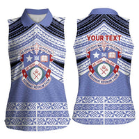 Personalised Tonga Apifoou College Women Sleeveless Polo Shirt Polynesian Ngatu Tribal