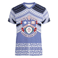 Personalised Tonga Apifoou College Women V-Neck T-Shirt Polynesian Ngatu Tribal