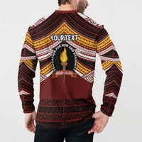 Personalised Tonga Beulah College Button Sweatshirt Polynesian Ngatu Tribal