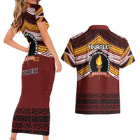 Personalised Tonga Beulah College Couples Matching Short Sleeve Bodycon Dress and Hawaiian Shirt Polynesian Ngatu Tribal LT9 - Polynesian Pride
