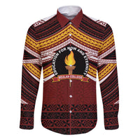 Personalised Tonga Beulah College Family Matching Summer Maxi Dress and Hawaiian Shirt Polynesian Ngatu Tribal LT9 Dad's Shirt - Long Sleeve Red - Polynesian Pride