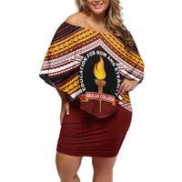 Personalised Tonga Beulah College Off Shoulder Short Dress Polynesian Ngatu Tribal