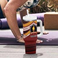 Personalised Tonga Beulah College Tumbler With Handle Polynesian Ngatu Tribal