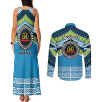Personalised Tonga Lavengamalie College Couples Matching Tank Maxi Dress and Long Sleeve Button Shirt Polynesian Ngatu Tribal LT9 - Polynesian Pride