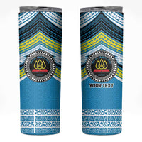 Personalised Tonga Lavengamalie College Skinny Tumbler Polynesian Ngatu Tribal