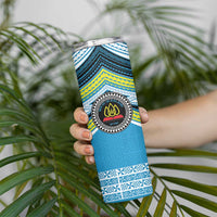 Personalised Tonga Lavengamalie College Skinny Tumbler Polynesian Ngatu Tribal