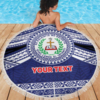 Personalised Tonga Sia'atoutai Theological College Beach Blanket Polynesian Ngatu Tribal