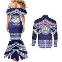 Personalised Tonga Sia'atoutai Theological College Couples Matching Mermaid Dress and Long Sleeve Button Shirt Polynesian Ngatu Tribal LT9 - Polynesian Pride