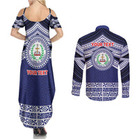Personalised Tonga Sia'atoutai Theological College Couples Matching Summer Maxi Dress and Long Sleeve Button Shirt Polynesian Ngatu Tribal LT9 - Polynesian Pride