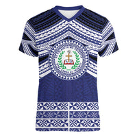 Personalised Tonga Sia'atoutai Theological College Women V-Neck T-Shirt Polynesian Ngatu Tribal