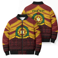 Personalised Tonga Vava'u High School Bomber Puffer Jacket Polynesian Ngatu Tribal - Polynesian Pride