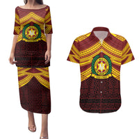 Personalised Tonga Vava'u High School Couples Matching Puletasi and Hawaiian Shirt Polynesian Ngatu Tribal