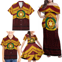 Personalised Tonga Vava'u High School Family Matching Off Shoulder Maxi Dress and Hawaiian Shirt Polynesian Ngatu Tribal LT9 - Polynesian Pride
