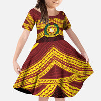 Personalised Tonga Vava'u High School Family Matching Short Sleeve Bodycon Dress and Hawaiian Shirt Polynesian Ngatu Tribal LT9 Daughter's Dress Red - Polynesian Pride