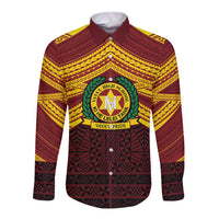 Personalised Tonga Vava'u High School Long Sleeve Button Shirt Polynesian Ngatu Tribal