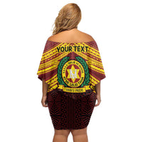Personalised Tonga Vava'u High School Off Shoulder Short Dress Polynesian Ngatu Tribal