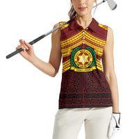 Personalised Tonga Vava'u High School Women Sleeveless Polo Shirt Polynesian Ngatu Tribal