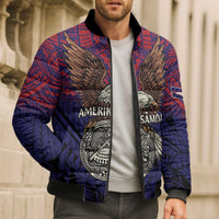American Samoa Brave Eagle Personalized Bomber Puffer Jacket National Flag Color - Polynesian Pride