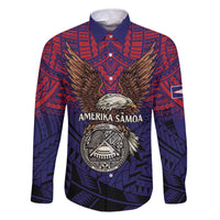 American Samoa Brave Eagle Personalized Family Matching Off The Shoulder Long Sleeve Dress and Hawaiian Shirt National Flag Color