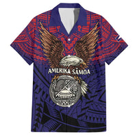 American Samoa Brave Eagle Personalized Family Matching Short Sleeve Bodycon Dress and Hawaiian Shirt National Flag Color