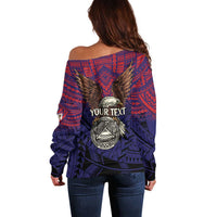 American Samoa Brave Eagle Personalized Off Shoulder Sweater National Flag Color