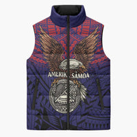 American Samoa Brave Eagle Personalized Sleeveless Puffer Jacket National Flag Color - Polynesian Pride