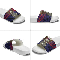 American Samoa Brave Eagle Personalized Slide Sandals National Flag Color - Polynesian Pride