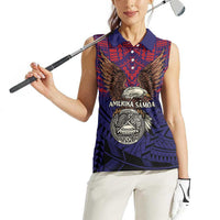 American Samoa Brave Eagle Personalized Women Sleeveless Polo Shirt National Flag Color