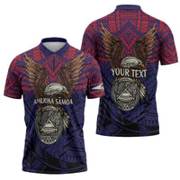 American Samoa Brave Eagle Personalized Zipper Polo Shirt National Flag Color - Polynesian Pride