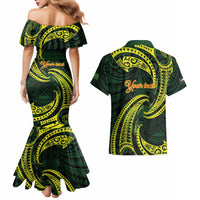 American Samoa Manua Cession Day Personalized Couples Matching Mermaid Dress and Hawaiian Shirt Polynesian Wave Style