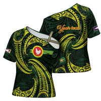 American Samoa Manua Cession Day Personalized Cross Shoulder Shirt Polynesian Wave Style - Polynesian Pride