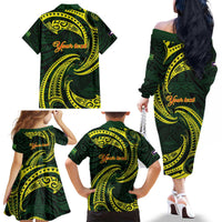 American Samoa Manua Cession Day Personalized Family Matching Off The Shoulder Long Sleeve Dress and Hawaiian Shirt Polynesian Wave Style