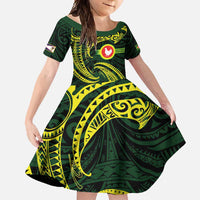 American Samoa Manua Cession Day Personalized Family Matching Short Sleeve Bodycon Dress and Hawaiian Shirt Polynesian Wave Style