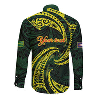 American Samoa Manua Cession Day Personalized Long Sleeve Button Shirt Polynesian Wave Style