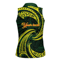 American Samoa Manua Cession Day Personalized Women Sleeveless Polo Shirt Polynesian Wave Style