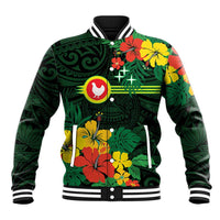 American Samoa Manu'atele Personalized Baseball Jacket Manua Island Hibiscus Flowers