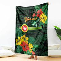 American Samoa Manu'atele Personalized Blanket Manua Island Hibiscus Flowers