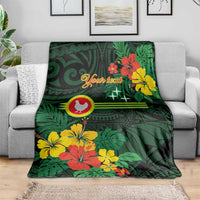 American Samoa Manu'atele Personalized Blanket Manua Island Hibiscus Flowers