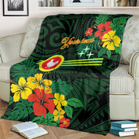 American Samoa Manu'atele Personalized Blanket Manua Island Hibiscus Flowers