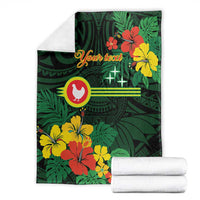 American Samoa Manu'atele Personalized Blanket Manua Island Hibiscus Flowers