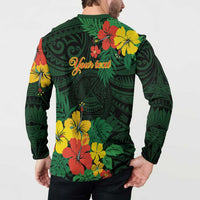 American Samoa Manu'atele Personalized Button Sweatshirt Manua Island Hibiscus Flowers